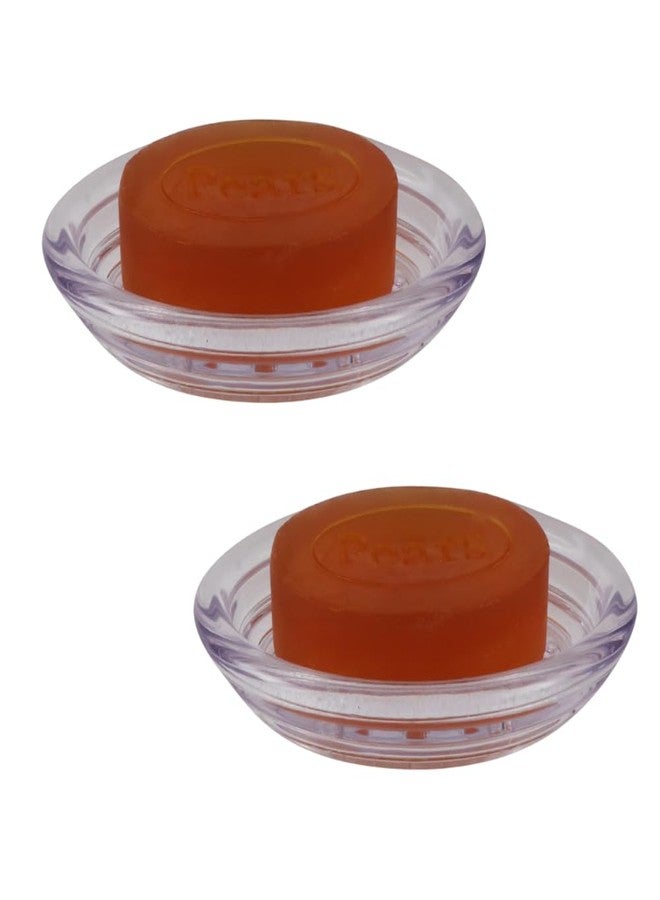 CIPLA PLAST Transparent Soap Holder for Bathroom - Self-Adhesive Wall-Mounted Soap Case, Durable Bathroom Organizer - No Drill Soap Dispenser for Wash Basin, (Pack of 2) (Multicolor, Small Oval) - Image 1